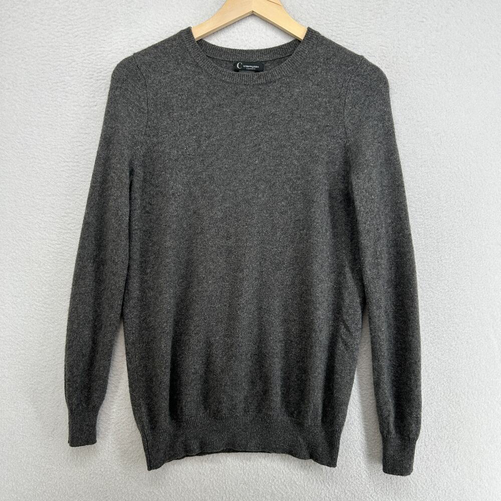 C BY BLOOMINGDALES Sweater M 100% 2-Ply Cashmere Crew Neck Jumper Pullover Gray